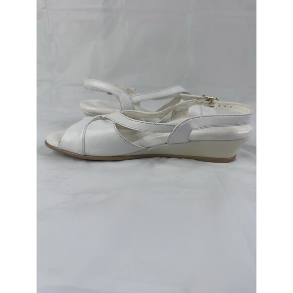 SAS Caress Cross Strap Leather Wedge Sandals White Size 8.5W Tripad Comfort Wide - Picture 7 of 12